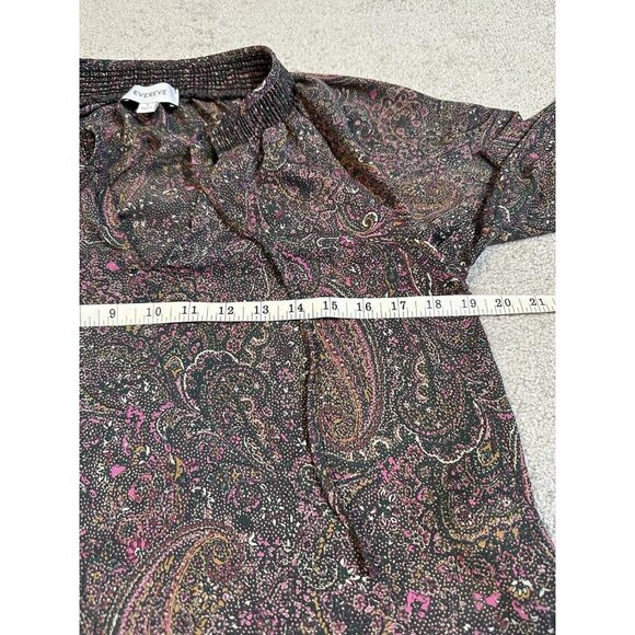 Evereve Blouse Womens Small Brown Pink‎ Paisley Kyra Peasant Blouse V Neck - Picture 8 of 13